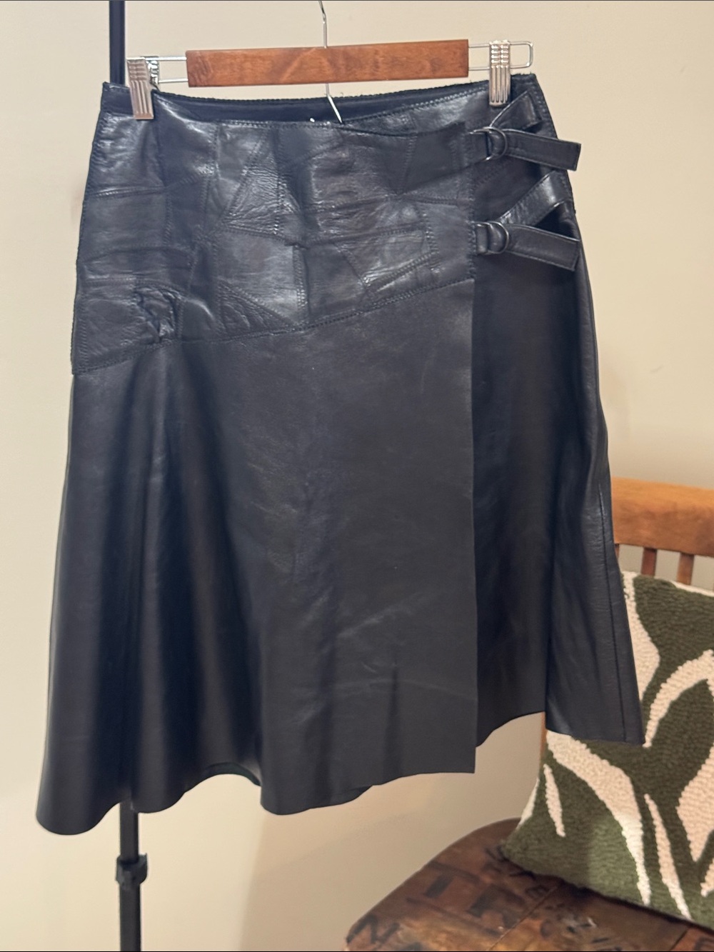 Veronique Branquinho 100% Leather Asymmetrical Wrap Skirt — Size 38 - Picture 2 of 13